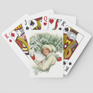 Snowball Fight (by Harrison Fisher) Playing Cards