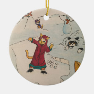 Snowball Fight Ceramic Tree Decoration