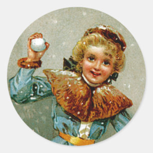 Snowball Fight Classic Round Sticker