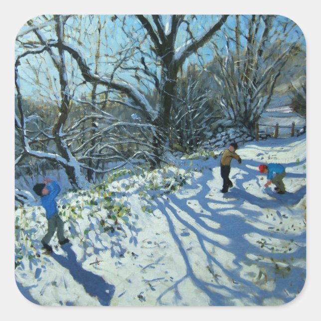 Snowball fight Derbyshire Square Sticker (Front)