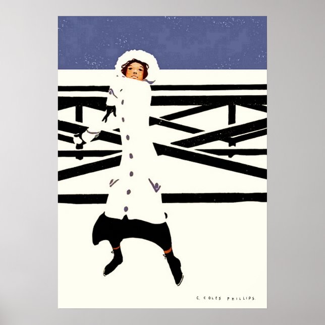 Snowball Fight Fadeaway Girl By C Coles Philllips Poster (Front)