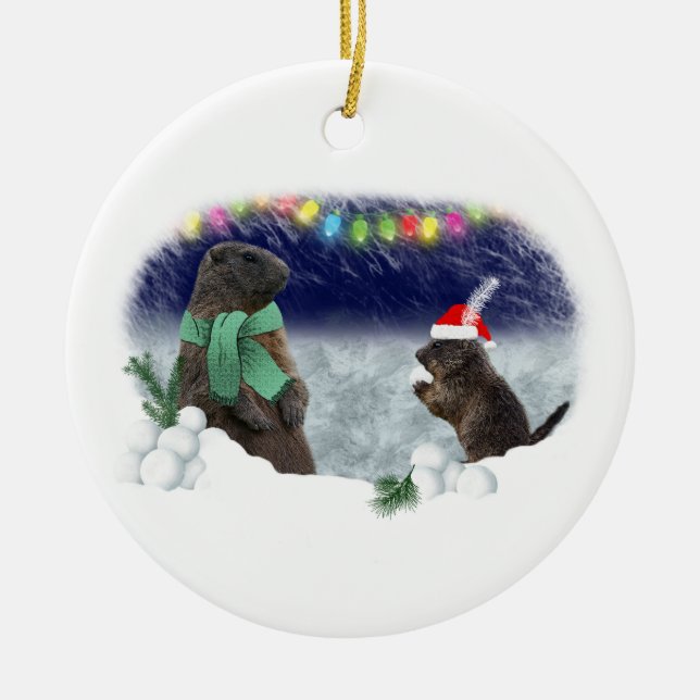 Snowball Fight Ornament (Front)