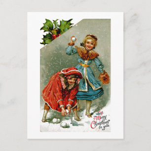 Snowball Fight Postcard