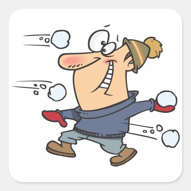 Snowball Fight Square Sticker (Front)