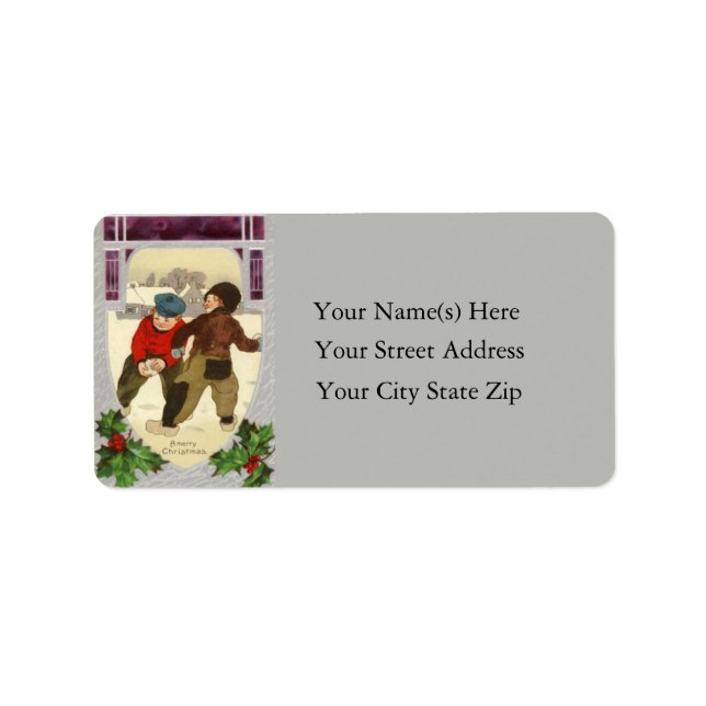 Snowball Fight Vintage Address Label (Front)