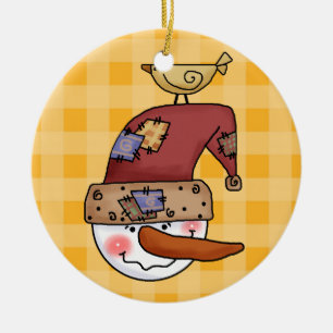 Snowball Head Snowmen Ornament