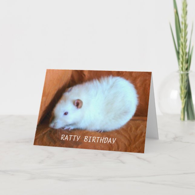 Snowball White Rat Custom Greeting Card (Front)