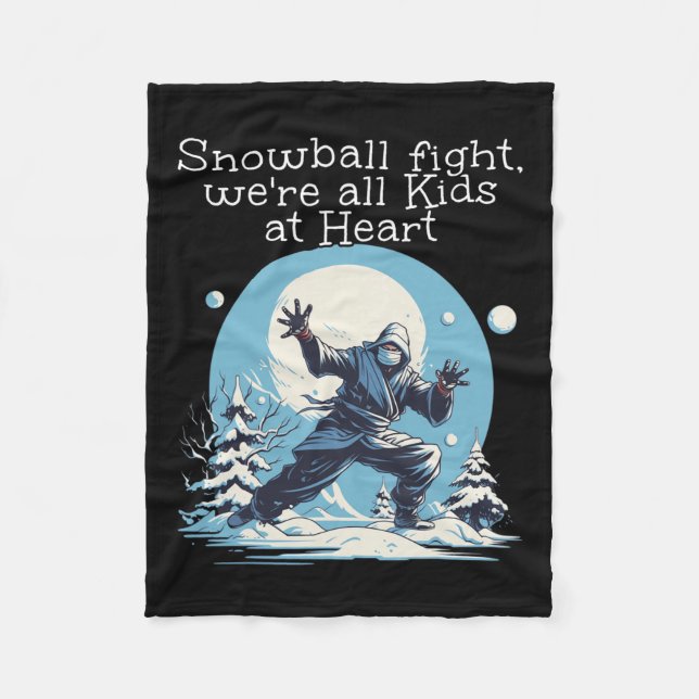 Snowball Winter Sport With Ninjas For Snowballer I Fleece Blanket (Front)