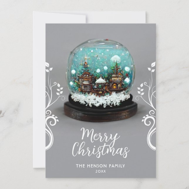 Snowball Winter Village Climbing Plant Christmas  Holiday Card (Front)