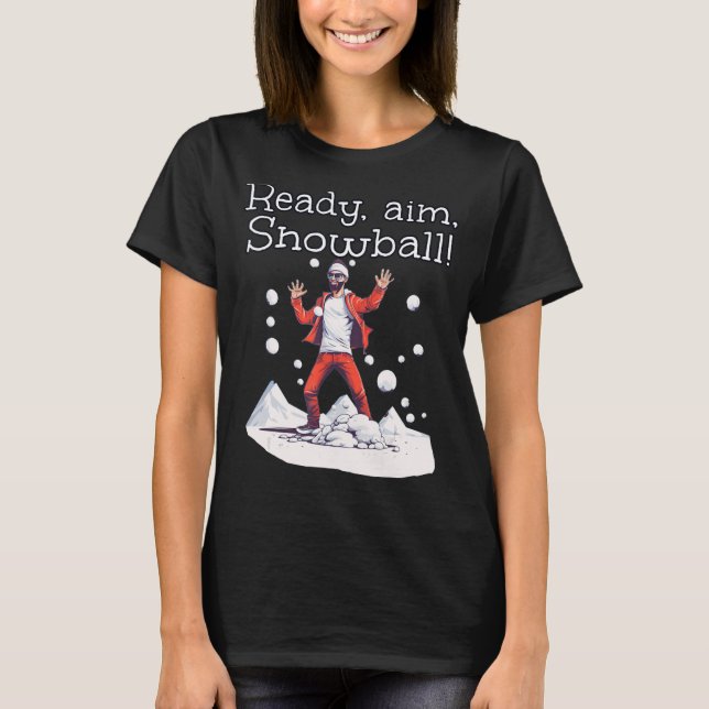 Snowballer Tracksuit ready for aim with Snowballs  T-Shirt (Front)
