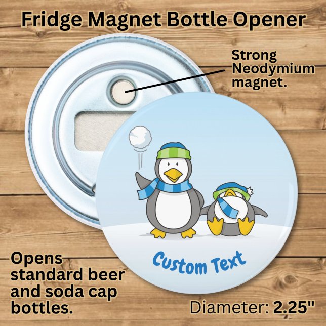 Snowballing penguins bottle opener (Creator Uploaded)