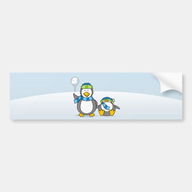 Snowballing penguins bumper sticker (Front)