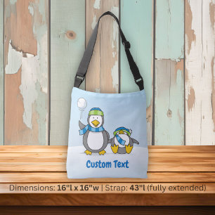 Snowballing penguins crossbody bag