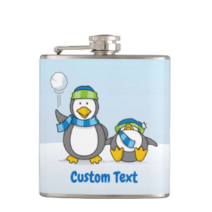 Snowballing penguins flask