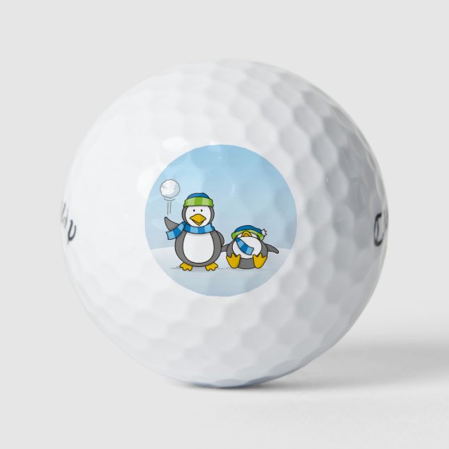 Snowballing penguins golf balls (Front)