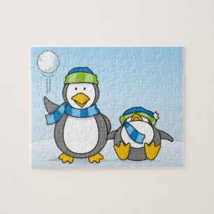 Snowballing penguins jigsaw puzzle