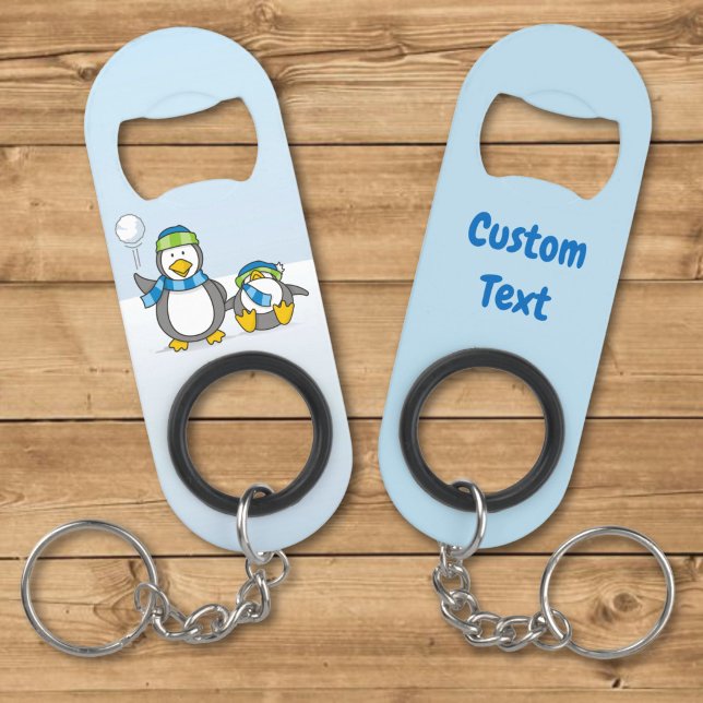 Snowballing penguins keychain bottle opener (Creator Uploaded)