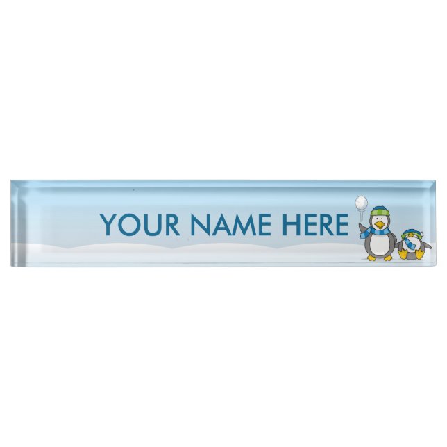 Snowballing penguins nameplate (Front)