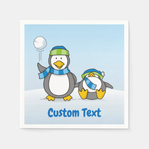 Snowballing penguins paper napkins