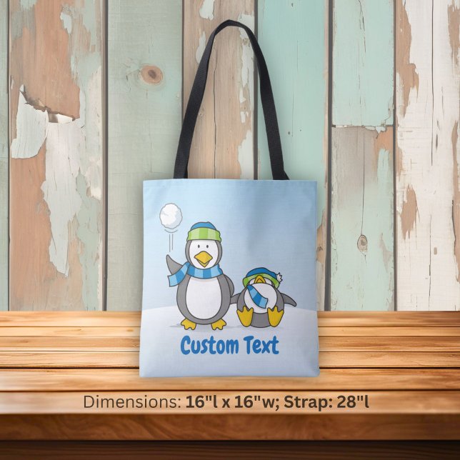Snowballing penguins tote bag (Creator Uploaded)