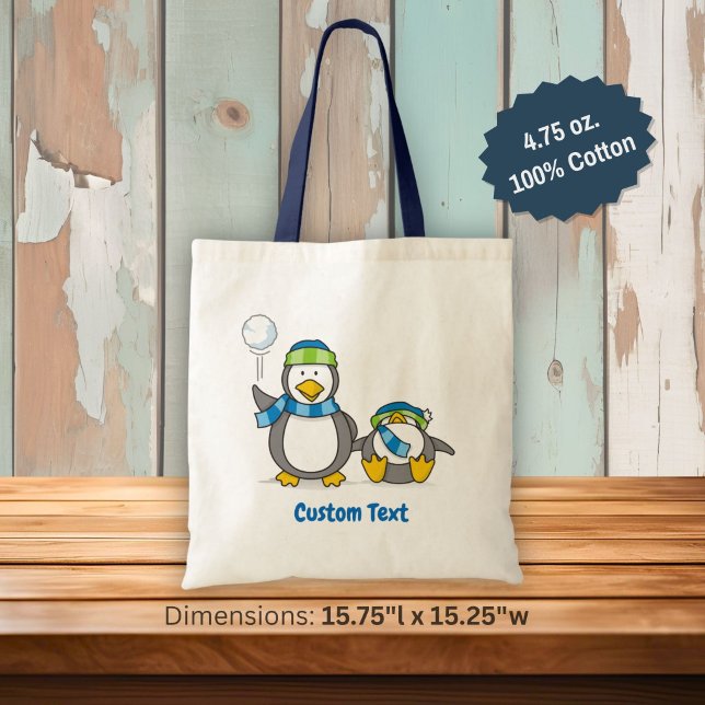 Snowballing penguins tote bag (Creator Uploaded)