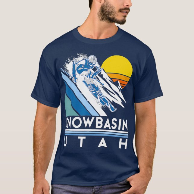 Snowbasin Utah Retro Ski T-Shirt (Front)