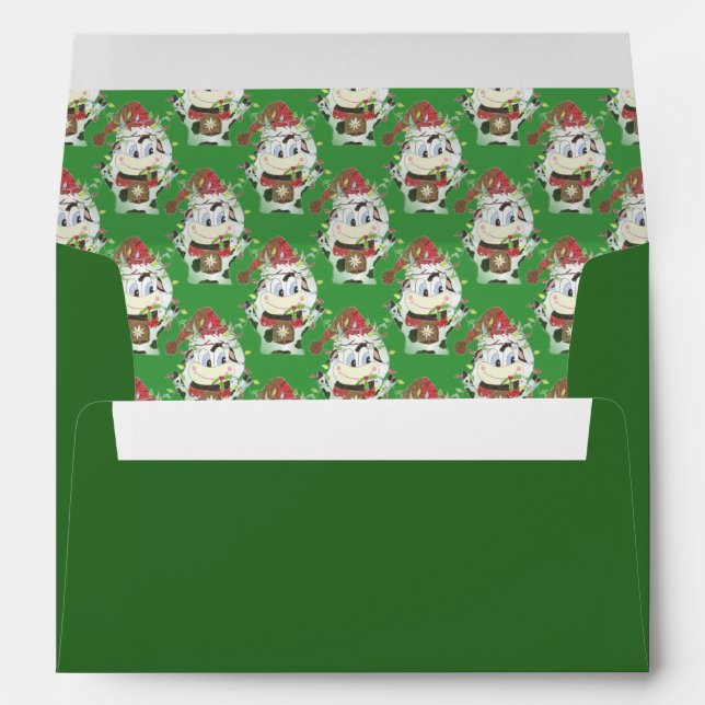 Snowbell the cow - Be Merry , Christmas envelope (Back (Bottom))