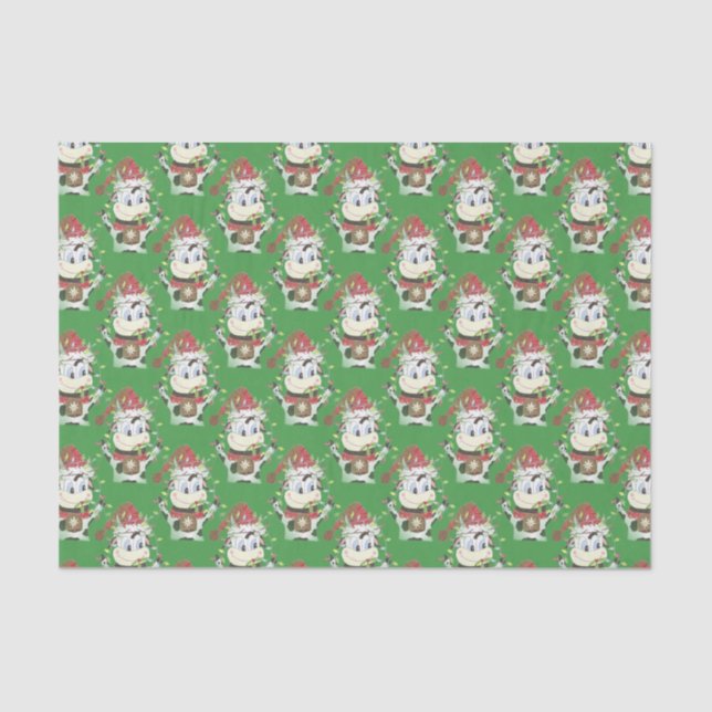 Snowbell the cow Christmas green tissue paper (Front)