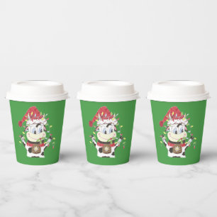 Snowbell the cow & the Xmas lights green paper cup