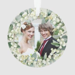 Snowberries - Our First Christmas Mr & Mrs Photo Ornament