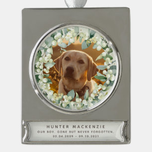 Snowberries - Pet Memorial or Pet Christmas Photo Silver Plated Banner Ornament