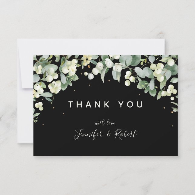 Snowberry Christmas Holiday Flat Thank You Card (Front)