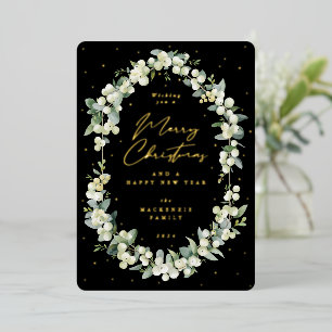 Snowberry+Eucalyptus Botanical Frame Christmas Foil Holiday Card