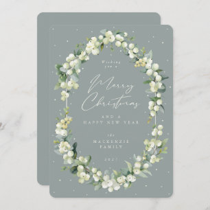 Snowberry+Eucalyptus Botanical Frame Christmas Holiday Card