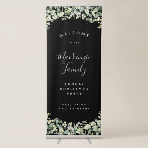 Snowberry + Eucalyptus Christmas Holiday Party Retractable Banner