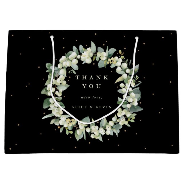 Snowberry+Eucalyptus Christmas/Holiday Thank You Large Gift Bag (Front)