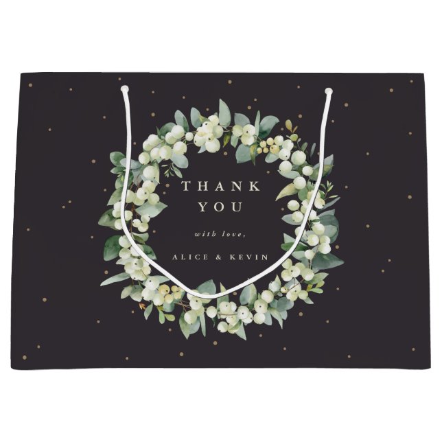 Snowberry+Eucalyptus Christmas/Holiday Thank You Large Gift Bag (Front)