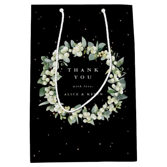 Snowberry+Eucalyptus Christmas/Holiday Thank You Medium Gift Bag (Front)