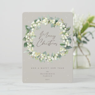 Snowberry + Eucalyptus Christmas Wreath Non-Photo Holiday Card