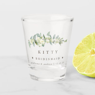 Snowberry & Eucalyptus Personalised Wedding Party Shot Glass