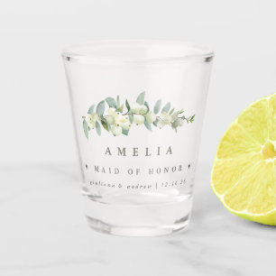 Snowberry & Eucalyptus Personalised Wedding Party Shot Glass