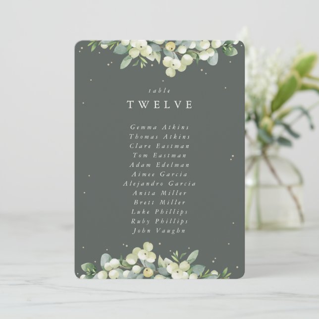 Snowberry+Eucalyptus Table Number Seating Card (Standing Front)