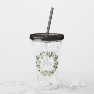 Snowberry & Eucalyptus Wreath Personalised Wedding Acrylic Tumbler