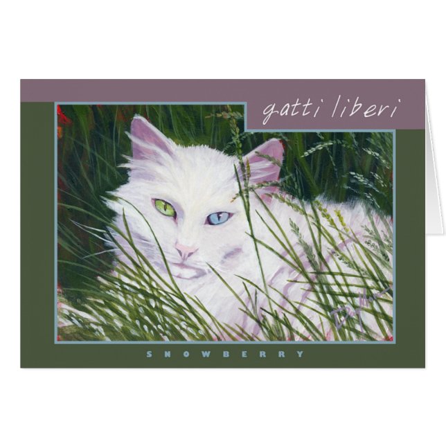 "Snowberry" Note Card - Gatti Liberi Collection (Front Horizontal)