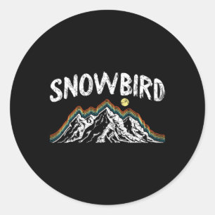 Snowbird Ski Retro Hiking Skier Winter Sports Skii Classic Round Sticker