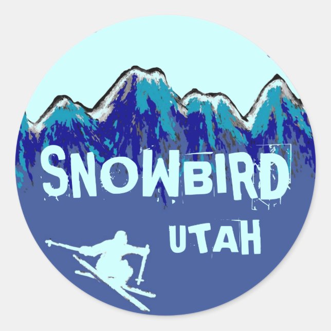 Snowbird Utah blue theme snowboarder stickers (Front)