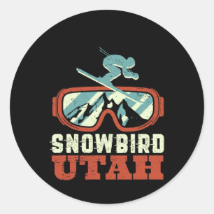 Snowbird Utah Mountain Vintage Retro Skiing And Sn Classic Round Sticker
