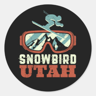 Snowbird Utah Ski Resort Retro Skiing Snowboarding Classic Round Sticker