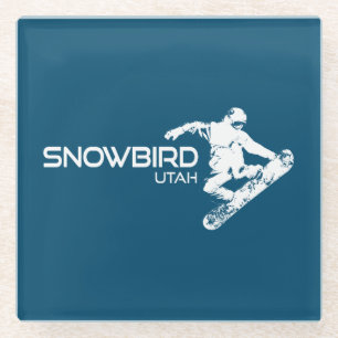 Snowbird Utah Snowboarder Glass Coaster