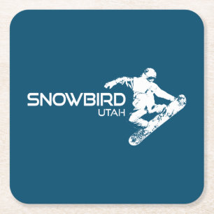 Snowbird Utah Snowboarder Square Paper Coaster